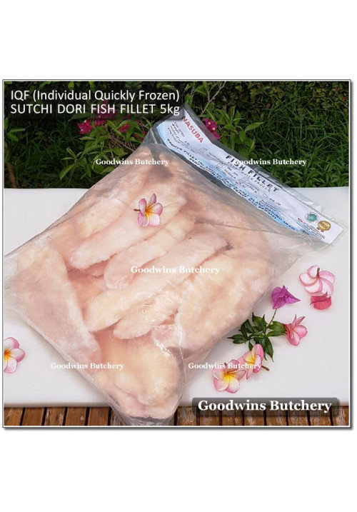 Fish DORI sutchi fillets IQF brand NASUBA Medan NBL 300-400 +/- 11" 28cm/pc - ORIGINAL BAG 5kg 15-16pcs (price/kg)
